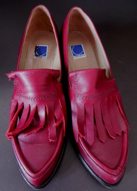 Très belles chaussures cuir rouge golf LUNDI BLEU p 39,5 Shoes scarpa leather