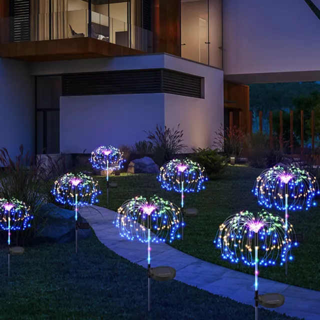 2pcs 125LED Solar Fireworks Dandelion Light Outdoor Garden Decor (Color��) 3