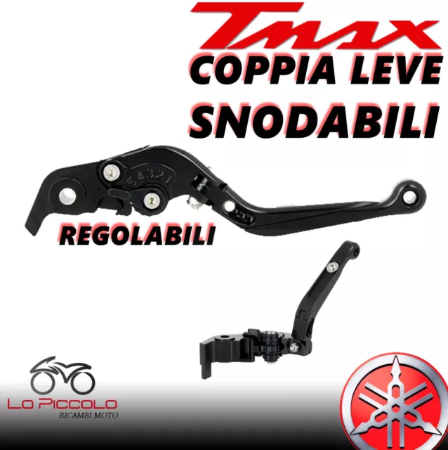 Coppia Leve Anti-Rottura Cnc Regolabili Nere Yamaha Xp 530 T-Max / Abs 2014 2015