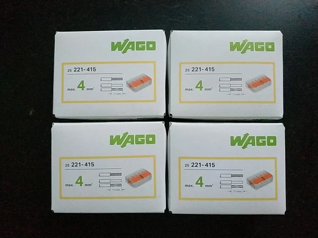 WAGO Bornes de Raccord Leviers pour 5 Conducteurs de 0,14 à 4 mm2 X100 Pièces.