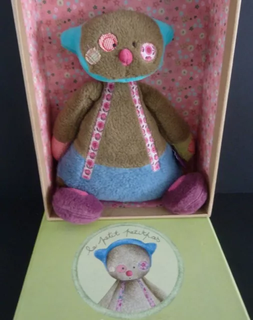 S99. DOUDOU PELUCHE MOULIN ROTY PETIT CHAT la famille petitpas bleu 25cm - NEUF