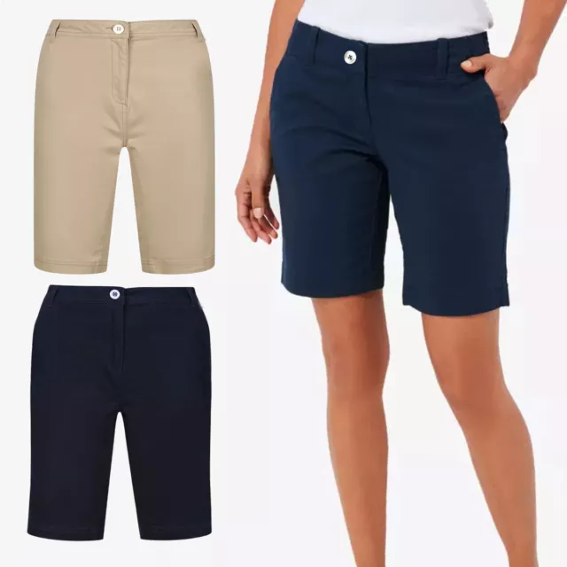 WOMENS LADIES CHINO Shorts Pockets Knee Length Summer Cotton Casual Pant 8.97 PicClick UK