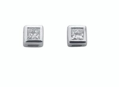 0.20ct Rubover Ensemble Princesse Coupe Boucles Oreilles Diamant 5mm or Blanc