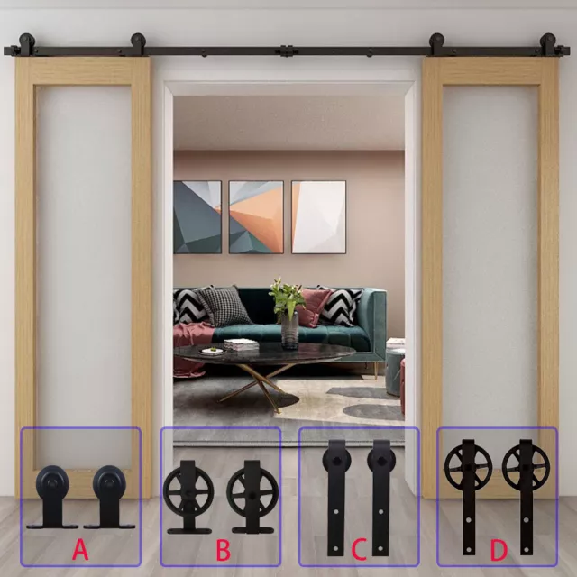 4-20FT Sliding Barn Door Hardware Closet Track Hanger Kit for Single/Double Door
