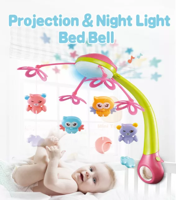 Night Light Baby Crib Toys Mobile Rattle Projection Music Box For Newborn Infant