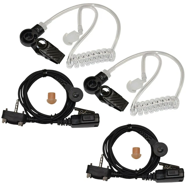 2-Pack HQRP Hands Free Headset Acoustic Tube Earpiece & PTT Mic for Vertex Radio