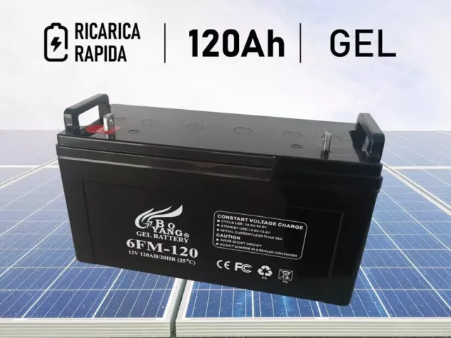 Batteria 120Ah  12V Agm Fotovoltaico Energia Solare Nautica Camper