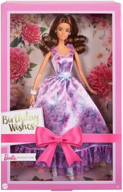 ​Barbie Signature Birthday Wishes Doll, Collectible in Satiny Lilac Dress with W