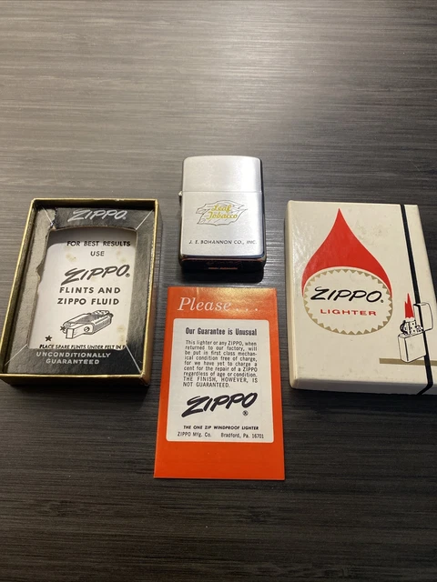 Vintage Zippo Lighter Brush Finish Leaf tobacco Original Box