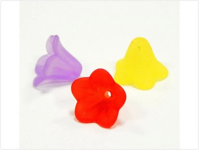 100 Blütenkelch 10x14 mm Bunt Matt Acryl Blüten Perlenkappen Blumeköpfe D126
