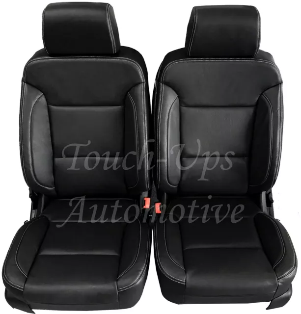 2014-2018 Chevrolet Chevy Silverado Crew Cab LT Black Silver Leather Seat Covers 3
