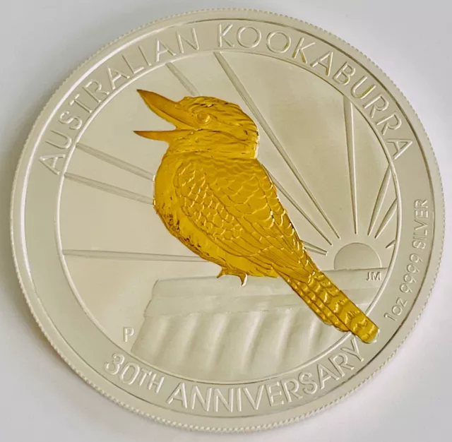 2020  Australian Kookaburra  1 Dollar  1 oz .999 Gold Gilded Pure Silver Coin