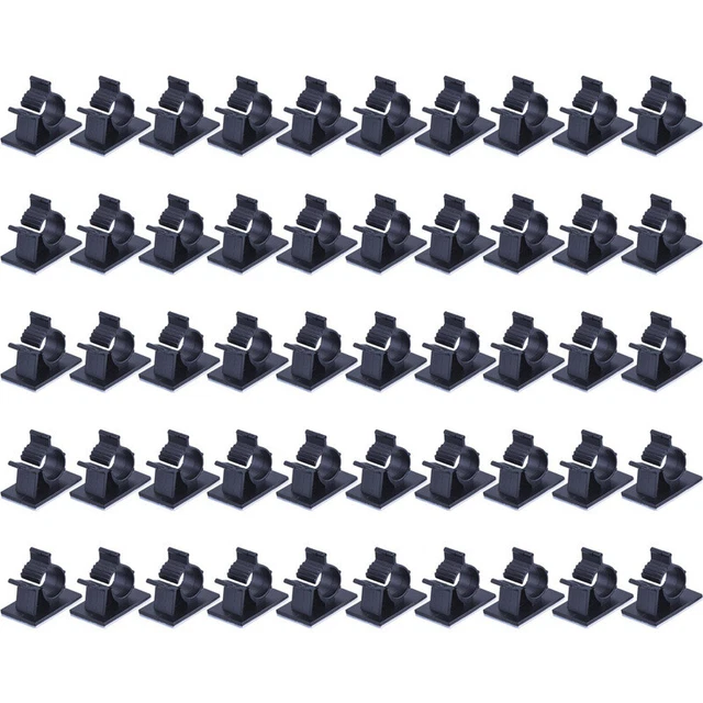Adjustable Cable Clips Adhesive Nylon Wire Clamps Black 50 Pcs Z6I1