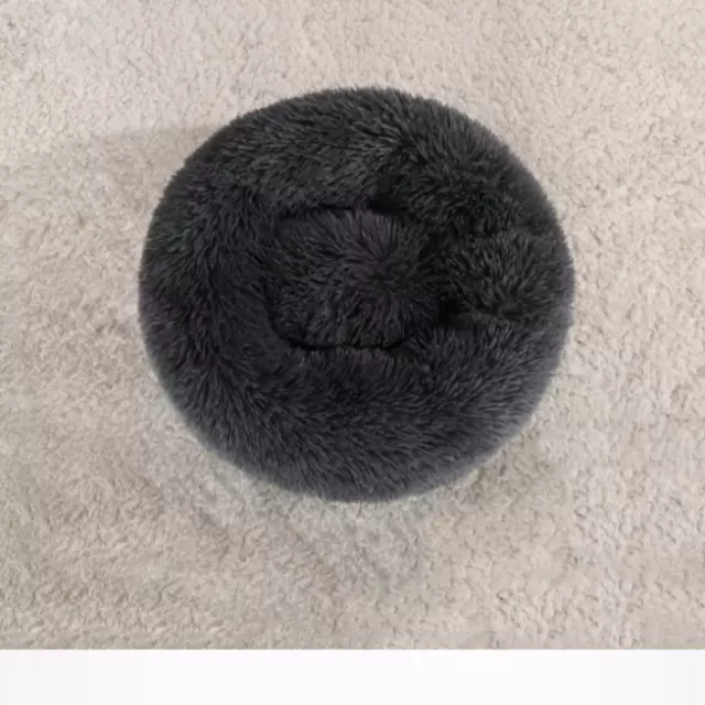 Fluffy Donut Cuddler Plush Pet Bed Dog Cat Soft Warm Round Calming Bed Washable