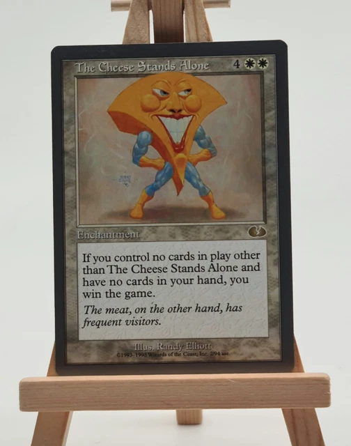 mtg cheese card Magic: the Gathering - The Stands Alone If you control no cards in play other than The Cheese Stands Alone and have no cards in your hand The Cheese Stands Alone Unglued