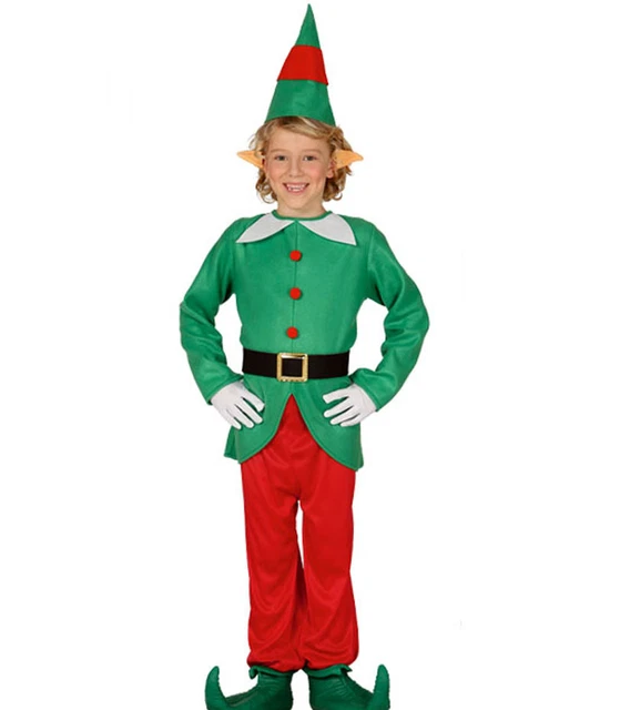 Costume bambino aiutante di Babbo Natale Elfo Folletto Tg da 3 a 9 anni