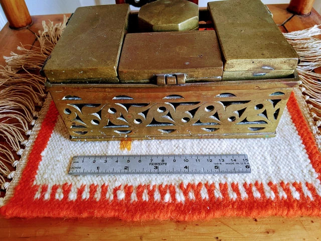 Antique Brass Betel Nut & Lime Box Set