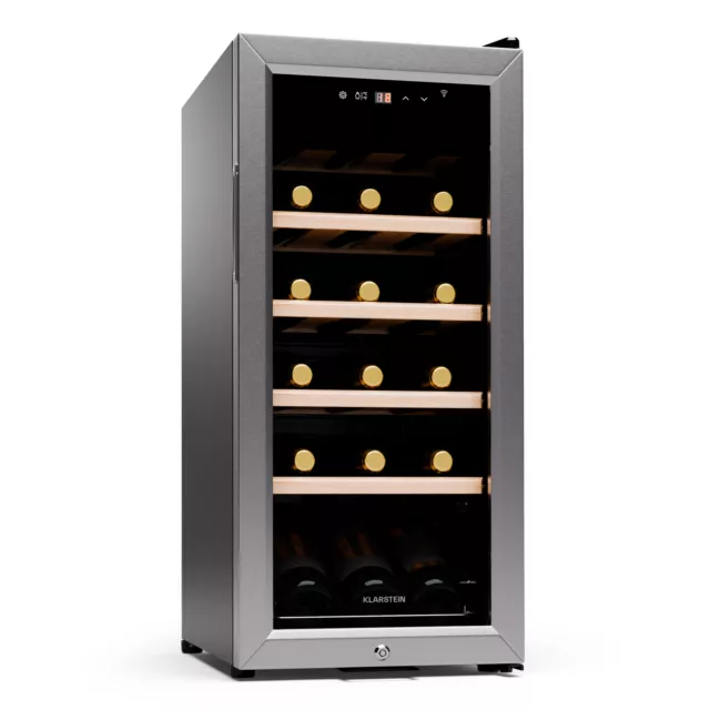 Weinkühlschrank Lagerschrank 50L 18 Weinflaschen Kühlschrank Touch Wifi Silber