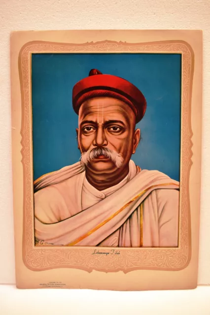 Vintage Lithographie Aufdruck Bal Gangadhar Tilak Lokmanya Independence Aktivist