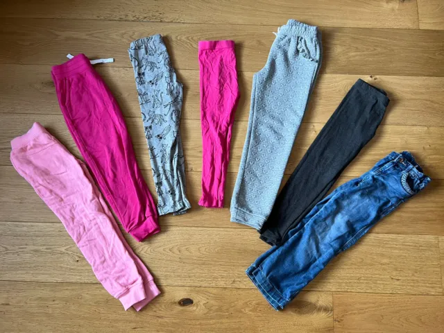 Girls Trousers Bundle Age 7-8 Years Joggers, Jeans, Leggings