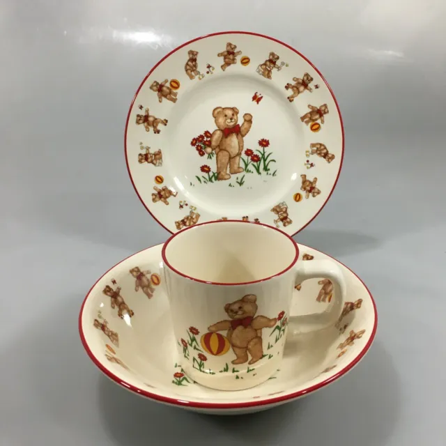 Mason's Teddy Bear Child 3 Piece Ironstone Place Setting Made In England