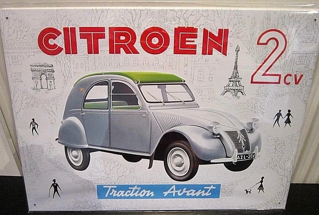 CITROEN 2CV, TRACTION AVANT, LARGE METAL SIGN 40X30cm, 16X12 INCH,FRENCH/ PARIS