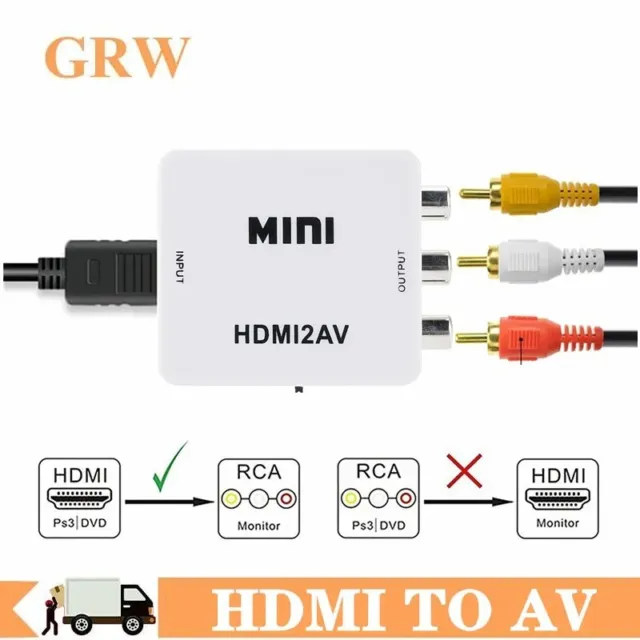 Adaptateur Mini HDMI vers RCA AV/CVBS L/R vidéo 1080P, convertisseur vidéo HD