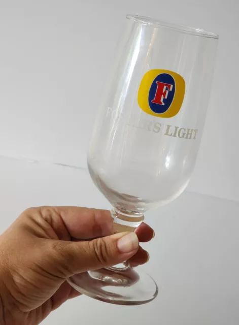 Fosters Light Stemmed Beer Glass Pot Collectable Man Cave Vintage Logo