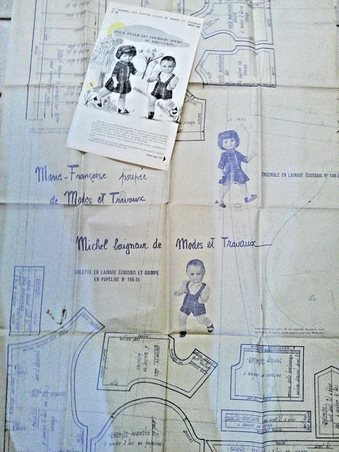 Patron Poupée 'Modes Et Travaux' Janvier 1971 – Complet, Non Découpé, Occasion Vintage