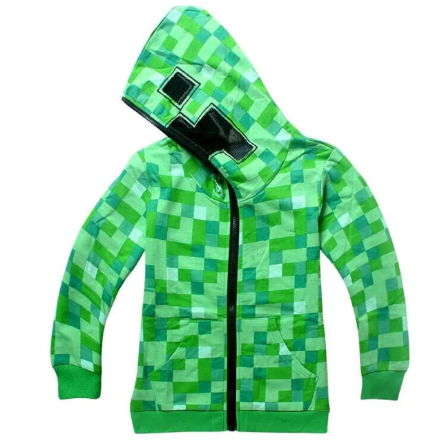 UK Minecraft Creeper Kids Boys Youth Hoodie Zip Coat Sweater Jacket  Tops Gift