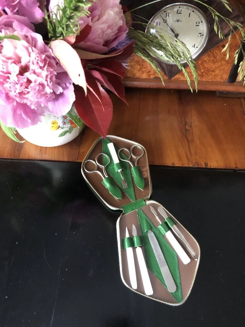 Vintage 50er Jahre Nagelset Maniküre Reiseset unbenutztes Original Grün