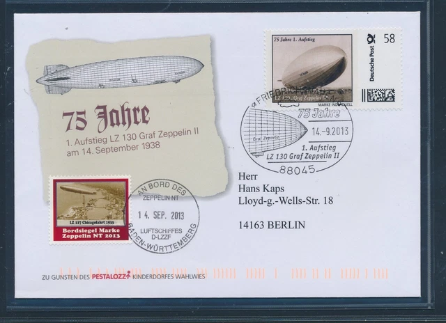 123c) Zeppelin NT,  75 Jahre 1.Aufstieg LZ 130 2013, person Adr. + Cod