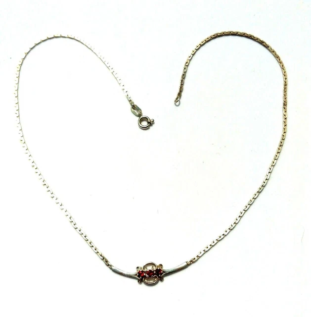 Collana Classica Con Granato Collier In Argento 925 Collana Con Catena Di...
