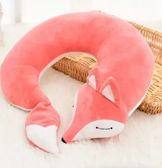 Kids Novelty MR Fox Pink Memory Foam Travel Neck Pillow