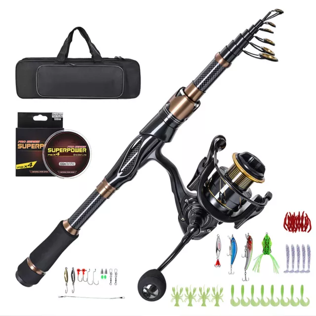 Telescopic Fishing Rod and Reel Combo Set with Fishing Line Lures Kit Accessorie