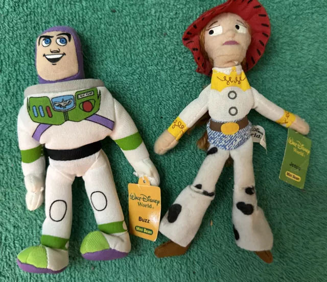 Disney Toy Story Mini Beanie Plush Buzz Lightyear  & Jessie 6" Kelloggs Lot 2