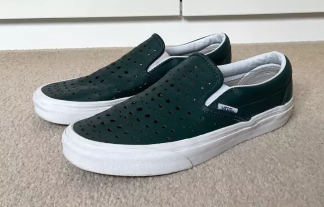 VANS Womens Green Geo Cut Out Slip On Low Top Trainers Size UK 5