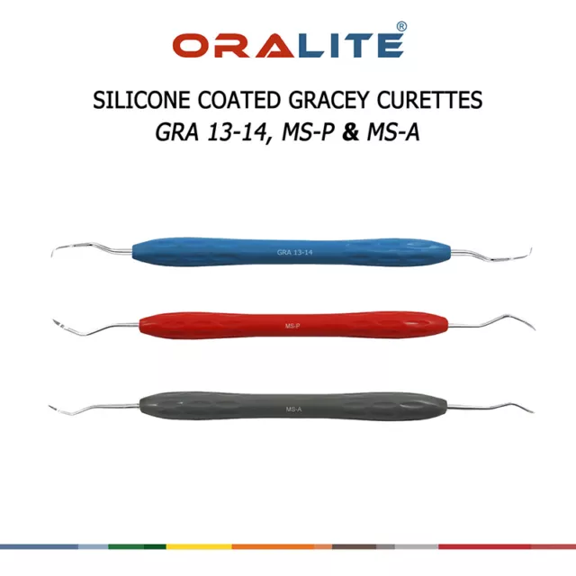 SILICONE COATED MICRO SICKLE SCALER MS-P & MS-A & GRACEY CURETTE 13-14 (SET of 3