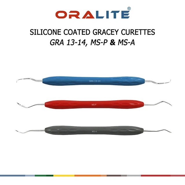 SILICONE COATED MICRO SICKLE SCALER MS-P & MS-A & GRACEY CURETTE 13-14 (SET of 3
