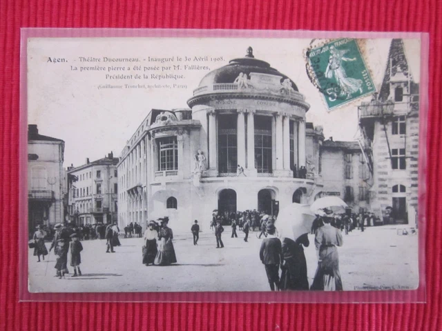 CPA ECRITE TIMBRE AGEN Théâtre Ducourneau Fallières LOT ET GARONNE 47