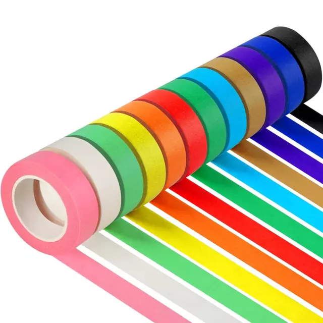 12PCS Colored Masking Tape, Kids Art Supplies Colored Tape, DIY Craft Tape, Colo
