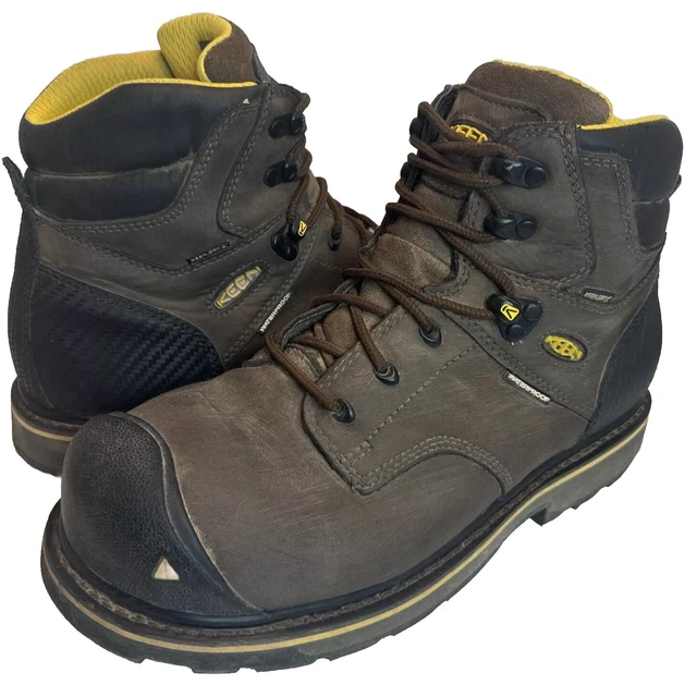 KEEN MILWAUKEE MID 6" Mens 10 Brown Black Work Hiking Boots Keen Dry