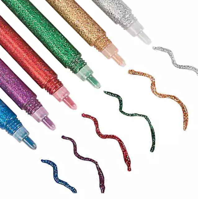 10 Glitter Glue Gel Pens Art Craft Sparkly Amazing Colours Non-Toxic Children