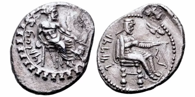 AC#48P Cilicia, Tarsos AR Stater. Tarkumuwa Datames Circa 375 BC Satrap Coins