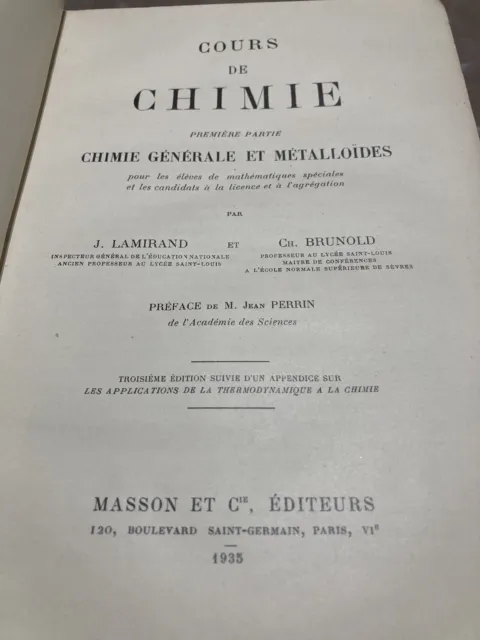 Livre Ancien De Cours De Chimie 620 Pages 1935 Métalloïdes