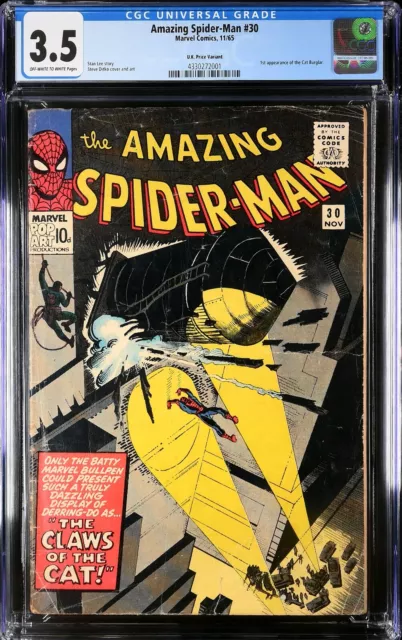 Amazing Spider-Man #30 1965 CGC 3.5 OW/W UKPV  | J.J.J Cat Burglar | 4330272001