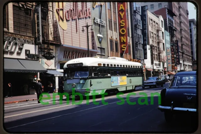 Original Slide, LAMTA Los Angeles MTA PCC Trolley #3148 Street Scene, 1960