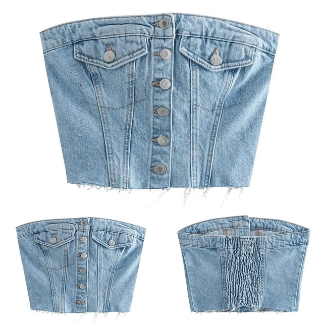 Abbigliamento da club estivo per donna top tubolari sexy senza spalline con moda