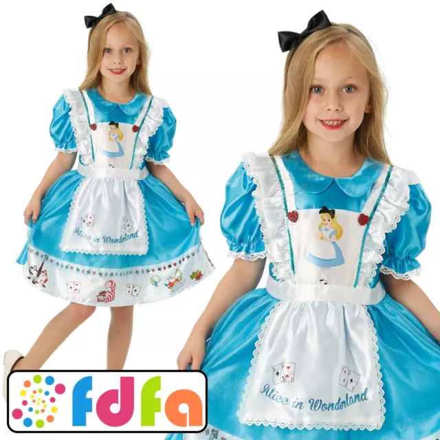 Rubies Official Deluxe Alice in Wonderland Kids Girls Fancy Dress Costume New