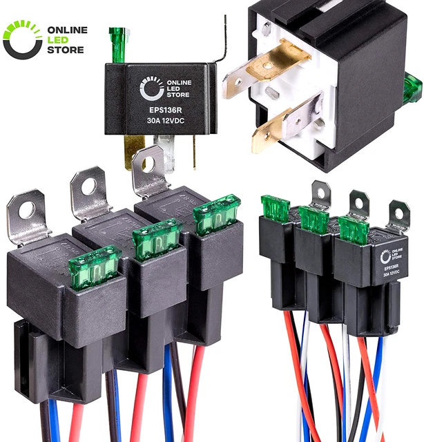 6 PACK CAR 30A Fuse Relay Switch Harness Set 12V DC 4 Pin Bosch 14 AWG